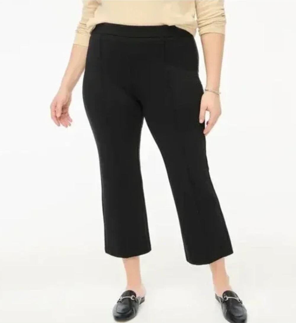 NWT J. Crew Factory Crop Kick Flare Pants Ponte Stretch Black Style BY574 sz. 24